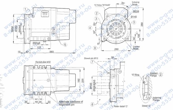 Чертёж головки револьверной ВТР-100 с диском TD-VDI-S-100-8-40-340