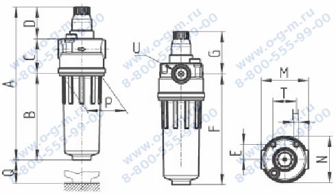 Чертёж маслораспылителя N204-L00 (CAMOZZI)