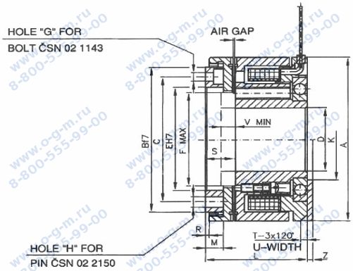 Чертеж муфты электромагнитной EZF-4 (Чехия)