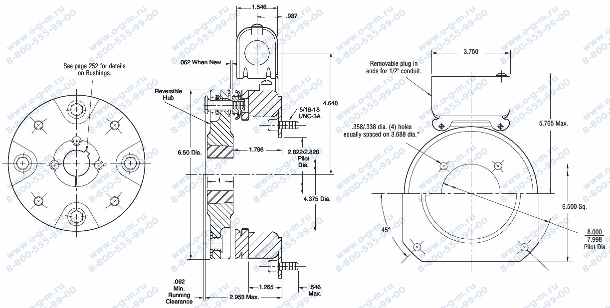 Чертёж муфты электромагнитной PB-650 (Warner Electric)