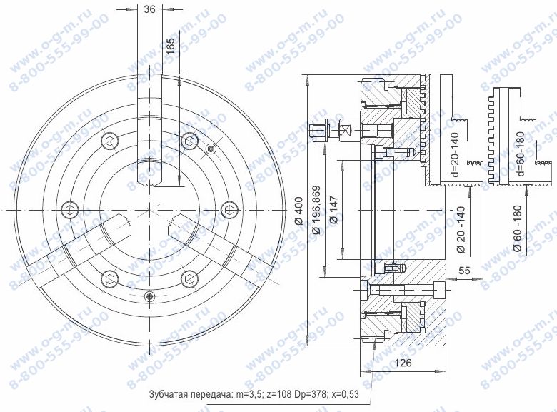 Патрон токарный 3 х кулачковый чертеж