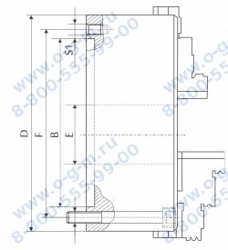 Чертеж патрона токарного Poreba 3-х кул., с пр. и обр. кул. СТ74 250-B рейки