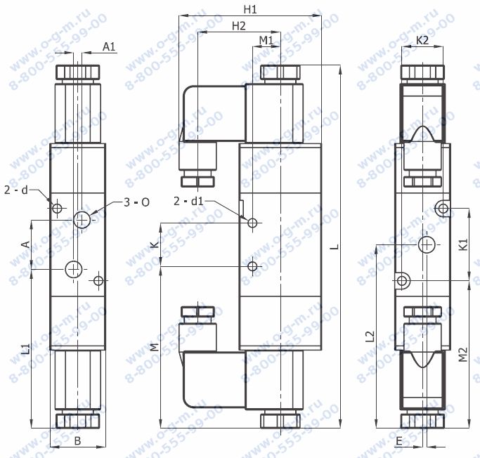 Чертёж пневмораспределителя A3-322-421-х30