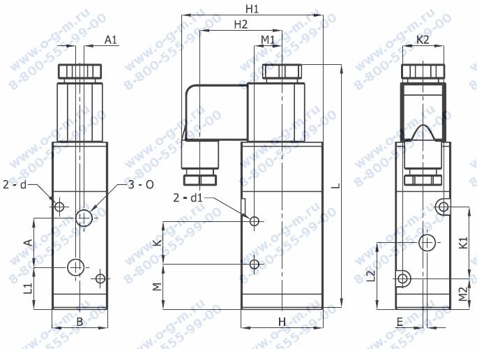 Чертёж пневмораспределителя A3-321-421-х30