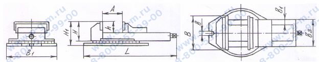 Чертёж тисков станочных поворотных ГМ-7220П-02 / 7200-0220-02 (А=200мм) чугун