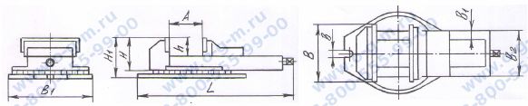 Чертёж тисков станочных поворотных ГМ-7225П-02 / 7200-0225-03 (А=250мм) чугун