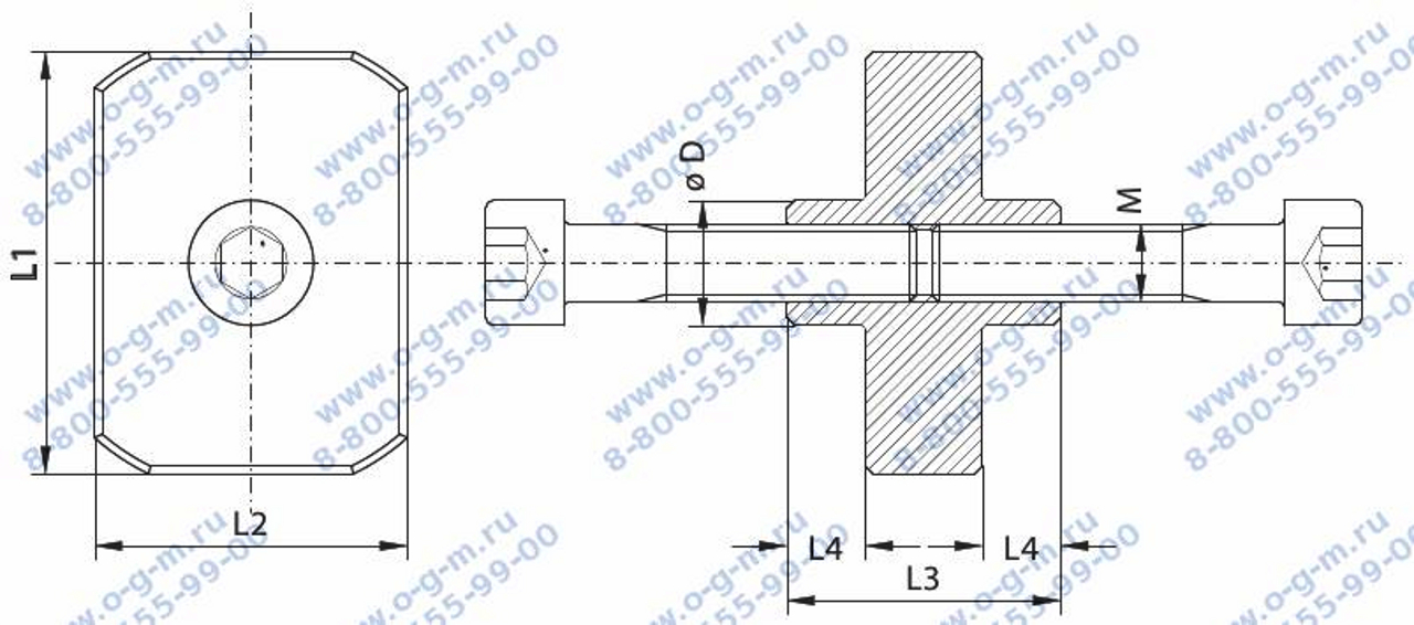 Чертёж муфты для тисков BISON 6800-100/M10X85