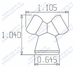 Чертёж переходника Y-образного 1/4